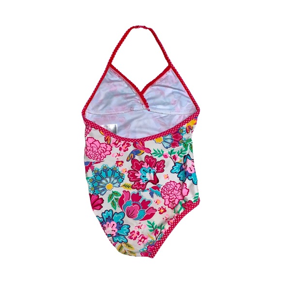 Floral Colorful White Bathing suit Spring Summer Swimsuit Pool - Picture 4 of 12